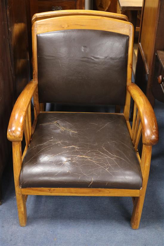 A pair of 1940s walnut armchairs (a.f.)